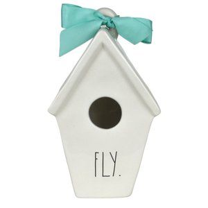 Rae Dunn Artisan Collection "FLY" Skinny Ceramic Birdhouse Slant Roof Farmhouse